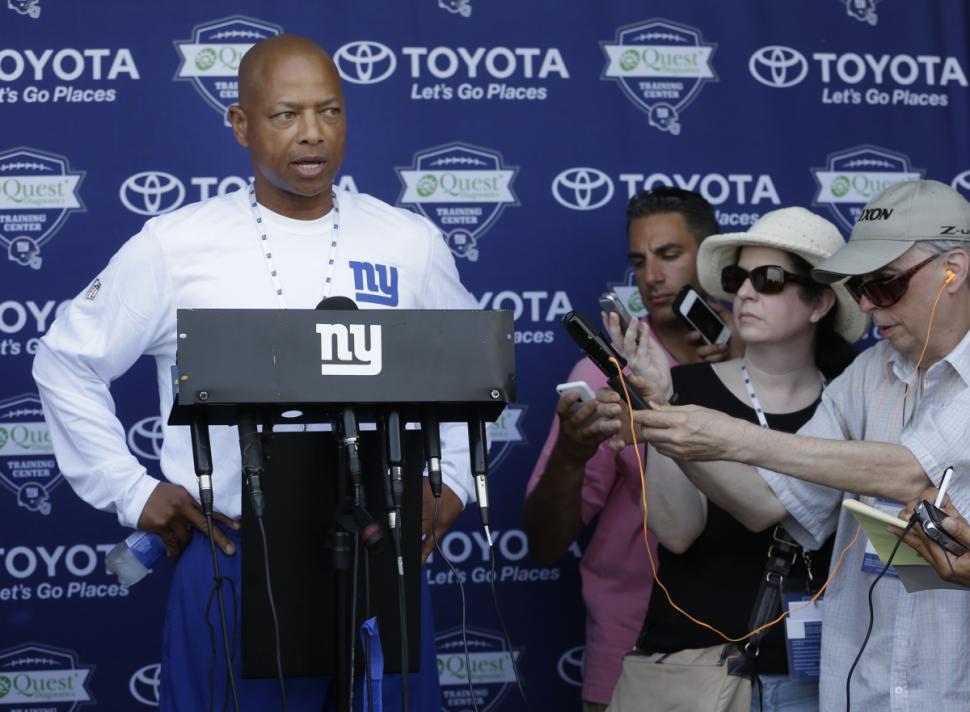 New York Giants general manager Jerry Reese defends his team’s hiring of David Tyree, a former Super Bowl hero who holds controversial feelings regarding homosexuals, Wednesday.